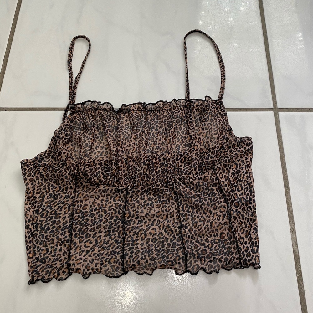 Cheetah print see thru crop top size M